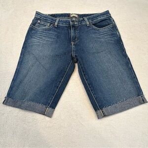 Tilt Huntington Flare Cuffed Bermuda Denim Jean Shorts